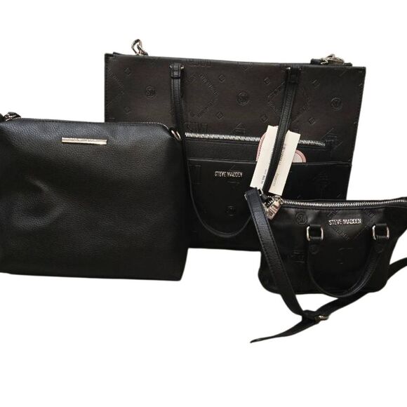 Steve Madden BLivia Logo Tote Bag Gift Set- Black - Picture 2 of 10